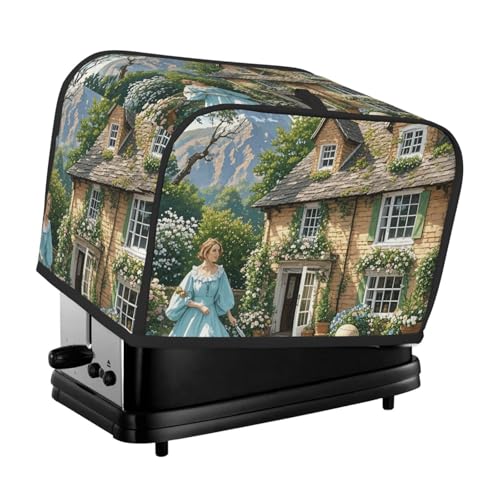 Britischer Landhausstil 2 Scheiben Toaster-Abdeckungen, gesteppte Brotbackmaschinen-Abdeckung, kleine Geräteabdeckung mit Griff für Zuhause, Tisch, Küche, Dekoration von STVYUKL