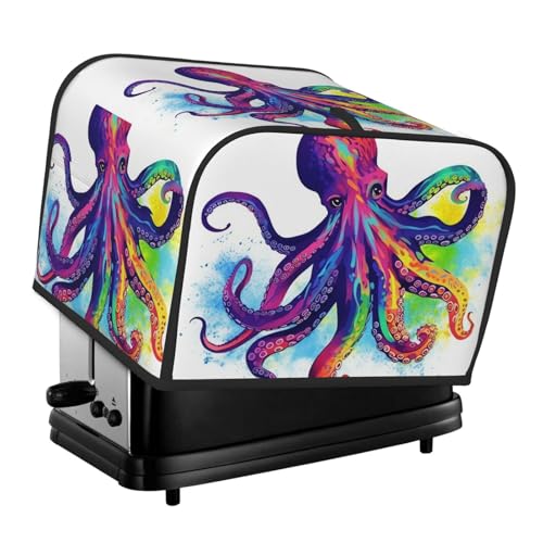 Bunte Oktopus-Toaster-Abdeckungen für 4 Scheiben, gesteppte Brotbackmaschinen-Abdeckung, kleine Geräteabdeckung mit Griff für Zuhause, Tisch, Küche, Dekoration von STVYUKL