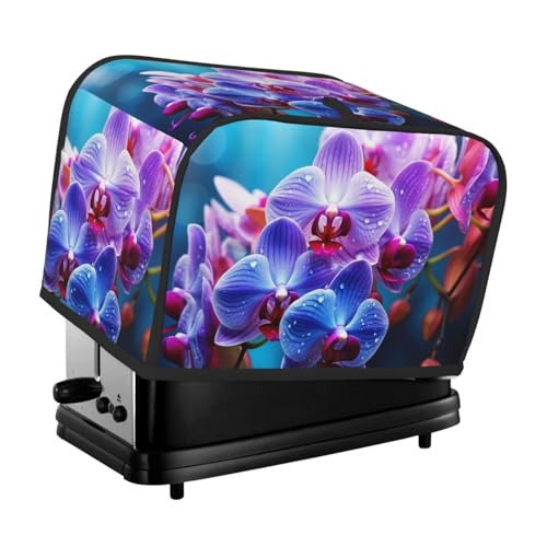 Bunte Orchideen und Blumen, 2 Scheiben, Toaster-Abdeckungen, gesteppte Abdeckung für kleine Geräte, mit Griff, für Zuhause, Tisch, Küche, Dekoration von STVYUKL