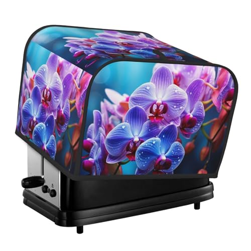 Bunte Orchideen und Blumen, 4 Scheiben, Toaster-Abdeckungen, gesteppte Abdeckung für kleine Geräte, mit Griff, für Zuhause, Tisch, Küche, Dekoration von STVYUKL