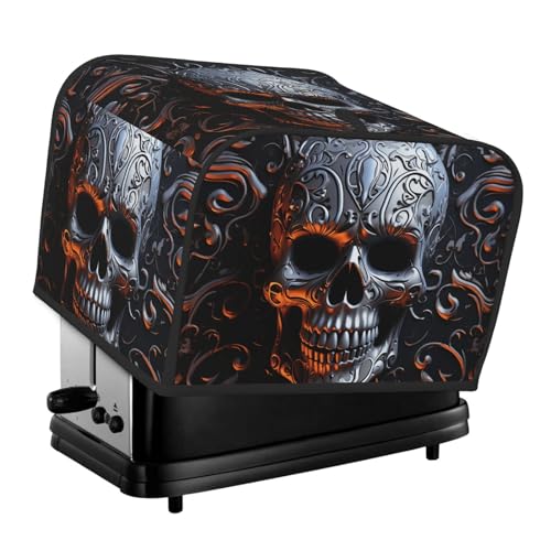 Coole Totenkopf-Grafiken, 4 Scheiben, Toaster-Abdeckungen, gesteppte Abdeckung für Brotbackmaschine, kleine Geräteabdeckung mit Griff, für Zuhause, Tisch, Küche, Dekoration von STVYUKL