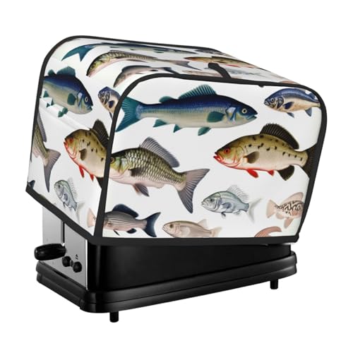 Different Fish 2 Slice Toaster-Abdeckungen, gesteppte Brotbackmaschinen-Abdeckung, kleine Geräteabdeckung mit Griff für Zuhause, Tisch, Küche, Dekor von STVYUKL