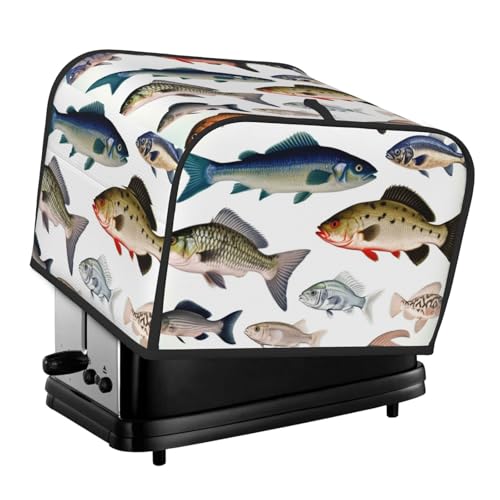 Different Fish 4 Slice Toaster-Abdeckungen, gesteppte Brotbackmaschinen-Abdeckung, kleine Geräteabdeckung mit Griff für Zuhause, Tisch, Küche, Dekor von STVYUKL