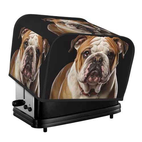 Englische Bulldogge 4-Scheiben-Toaster-Abdeckungen, gesteppte Brotbackmaschinen-Abdeckung, kleine Geräteabdeckung mit Griff für Zuhause, Tisch, Küche, Dekoration von STVYUKL