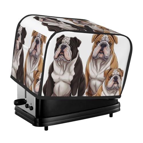 Englische Bulldoggen 2 Scheiben Toaster-Abdeckungen, gesteppte Brotbackmaschinen-Abdeckung, kleine Geräteabdeckung mit Griff für Zuhause, Tisch, Küche, Dekoration von STVYUKL