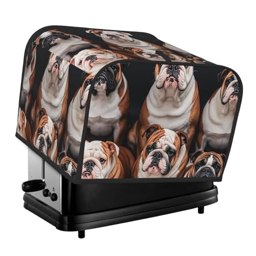 Englische Bulldoggen 4 Scheiben Toaster-Abdeckungen, gesteppte Brotbackmaschinen-Abdeckung, kleine Geräteabdeckung mit Griff für Zuhause, Tisch, Küche, Dekoration von STVYUKL