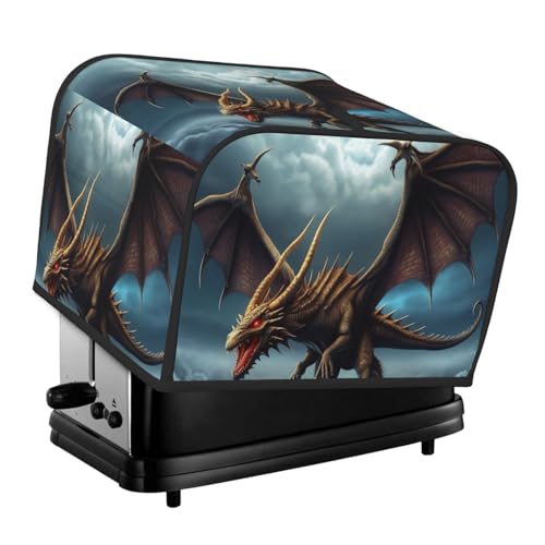 Flying Dragon 4-Scheiben-Toaster-Abdeckungen, gesteppte Abdeckung für Brotbackmaschine, kleine Geräteabdeckung mit Griff für Zuhause, Tisch, Küche, Dekoration von STVYUKL