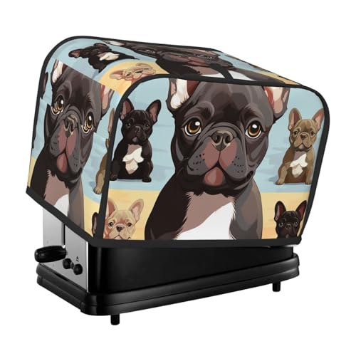 Französische Bulldogge, niedlich, 2 Scheiben, Toaster-Abdeckungen, gesteppte Abdeckung für kleine Geräte, mit Griff, für Zuhause, Tisch, Küche, Dekoration von STVYUKL