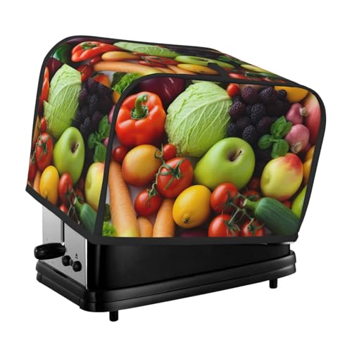 Frisches Obst und Gemüse, 2 Scheiben, Toaster-Abdeckungen, gesteppte Abdeckung für Brotbackmaschine, kleine Geräteabdeckung mit Griff, für Zuhause, Tisch, Küche, Dekoration von STVYUKL
