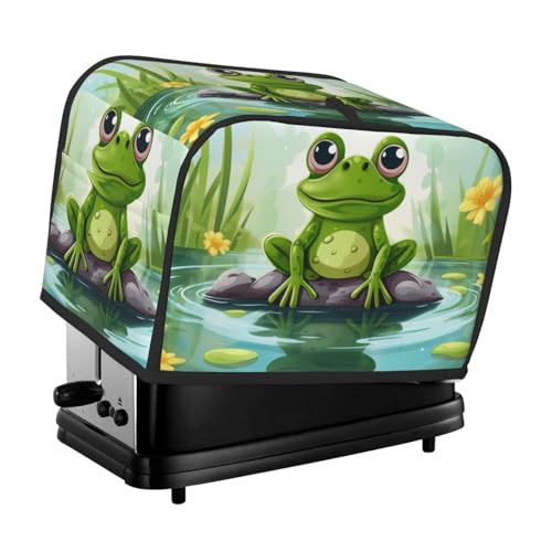 Frosch im Teich 2 Scheiben Toaster-Abdeckungen, gesteppte Abdeckung für Brotbackmaschine, kleine Geräteabdeckung mit Griff für Zuhause, Tisch, Küche, Dekoration von STVYUKL