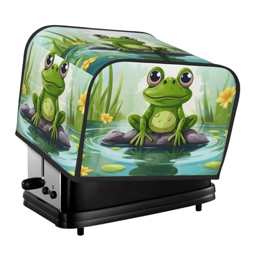 Frosch im Teich 4 Scheiben Toaster-Abdeckungen, gesteppte Abdeckung für Brotbackmaschine, kleine Geräteabdeckung mit Griff für Zuhause, Tisch, Küche, Dekoration von STVYUKL