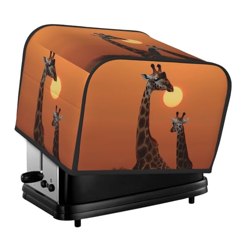 Giraffe bei Sonnenuntergang 4 Scheiben Toaster-Abdeckungen, gesteppte Abdeckung für Brotbackmaschine, kleine Geräteabdeckung mit Griff für Zuhause, Tisch, Küche, Dekoration von STVYUKL