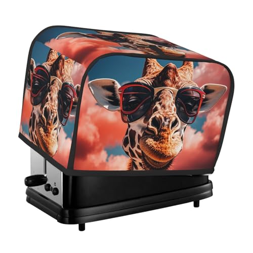Giraffe mit Sonnenbrille und 2 Scheiben, Toaster-Abdeckungen, gesteppte Abdeckung für kleine Geräte mit Griff, Toaster, Staubschutz für Zuhause, Tisch, Küche, Dekoration von STVYUKL