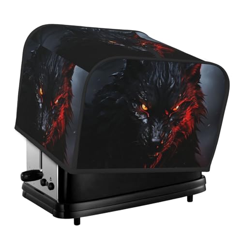 Großer schwarzer Wolf mit roten Augen, 4 Scheiben, Toaster-Abdeckungen, gesteppte Abdeckung für kleine Geräte, mit Griff, für Zuhause, Tisch, Küche, Dekor Großer schwarzer Wolf mit roten Augen, 4 Scheiben, Toaster-Abdeckungen, gesteppte Abdeckung für kleine Geräte, mit Griff, für Zuhause, Tisch, Küche, Dekor von STVYUKL
