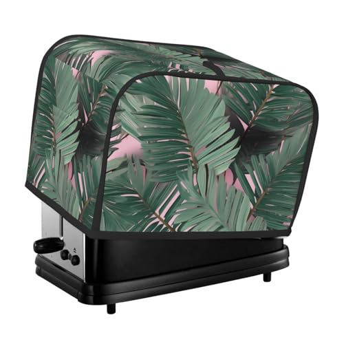 Grüne Palmenblätter, 2 Scheiben, Toaster-Abdeckungen, gesteppte Abdeckung für kleine Geräte, mit Griff, Toaster, Staubschutz für Zuhause, Tisch, Küche, Dekoration von STVYUKL