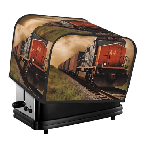 Güterzug 4 Scheiben Toaster-Abdeckungen, gesteppte Brotbackmaschinen-Abdeckung, kleine Geräteabdeckung mit Griff für Zuhause, Tisch, Küche, Dekoration von STVYUKL