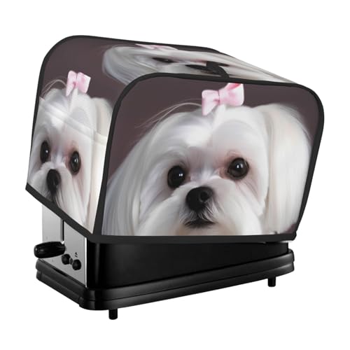Hübsche Malteser-Hunde-Toaster-Abdeckungen, gesteppte Abdeckung für kleine Geräte, mit Griff, für Zuhause, Tisch, Küche, Dekoration Hübsche Malteser-Hunde-Toaster-Abdeckungen, gesteppte Abdeckung für kleine Geräte, mit Griff, für Zuhause, Tisch, Küche, Dekoration von STVYUKL