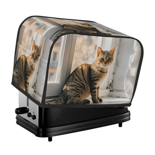 Katze, die auf der Fensterbank sitzt, 2 Scheiben, Toaster-Abdeckungen, gesteppte Abdeckung für Brotbackmaschine, kleine Geräteabdeckung mit Griff, für Zuhause, Tisch, Küche, Dekoration Katze, die auf der Fensterbank sitzt, 2 Scheiben, Toaster-Abdeckungen, gesteppte Abdeckung für Brotbackmaschine, kleine Geräteabdeckung mit Griff, für Zuhause, Tisch, Küche, Dekoration von STVYUKL