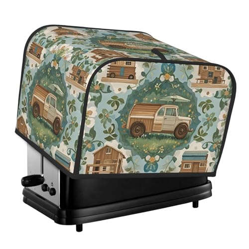 Landhausstil Muster 4 Scheiben Toaster Abdeckungen Gesteppte Brotbackmaschine Abdeckung Kleine Geräteabdeckung mit Griff für Zuhause Tisch Küche Dekor von STVYUKL