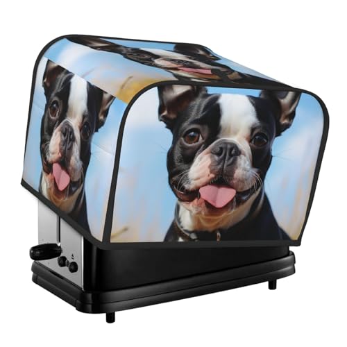 Lovely Boston Terrier 4-Scheiben-Toaster-Abdeckungen, gesteppte Abdeckung für Brotbackmaschine, kleine Geräteabdeckung mit Griff, für Zuhause, Tisch, Küche, Dekor von STVYUKL