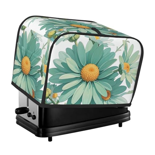 Mintgrüne Aquarell-Gänseblümchen-Abdeckungen für 2 Scheiben, gesteppte Brotbackmaschinen-Abdeckung, kleine Geräteabdeckungen mit Griff, Toaster, Staubschutz für Zuhause, Tisch, Küche, Dekor von STVYUKL