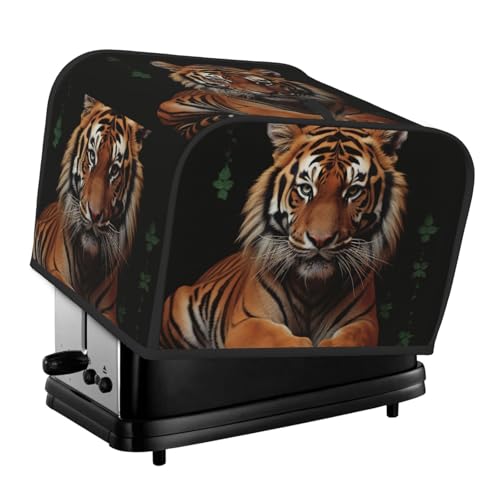 Mit Tiger und Pfoten 4 Scheiben Toaster-Abdeckungen, gesteppte Abdeckung für Brotbackmaschine, kleine Geräteabdeckung mit Griff, für Zuhause, Tisch, Küche, Dekor von STVYUKL