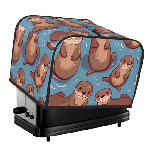 Niedliche braune Otter-Toaster-Abdeckungen mit 4 Scheiben, gesteppte Abdeckung für Brotbackmaschine, kleine Geräteabdeckung mit Griff, für Zuhause, Tisch, Küche, Dekoration von STVYUKL