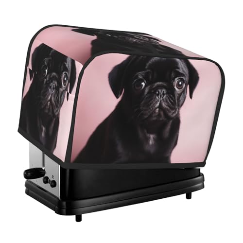 Niedliche schwarze Mops-Abdeckung für 2 Toaster, gesteppt, für kleine Geräte, mit Griff, für Zuhause, Tisch, Küche, Dekoration Niedliche schwarze Mops-Abdeckung für 2 Toaster, gesteppt, für kleine Geräte, mit Griff, für Zuhause, Tisch, Küche, Dekoration von STVYUKL