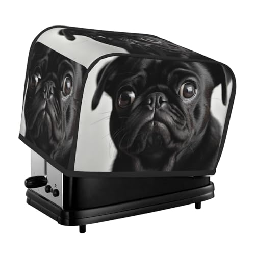 Niedlicher schwarzer Mops-Hund, 2 Scheiben, Toaster-Abdeckungen, gesteppte Abdeckung für kleine Geräte, mit Griff, für Zuhause, Tisch, Küche, Dekoration Niedlicher schwarzer Mops-Hund, 2 Scheiben, Toaster-Abdeckungen, gesteppte Abdeckung für kleine Geräte, mit Griff, für Zuhause, Tisch, Küche, Dekoration von STVYUKL