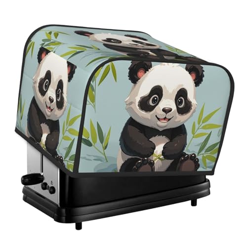 Panda 4-Scheiben-Toaster-Abdeckungen, gesteppte Abdeckung für Brotbackmaschine, kleine Geräteabdeckung mit Griff für Zuhause, Tisch, Küche, Dekoration von STVYUKL