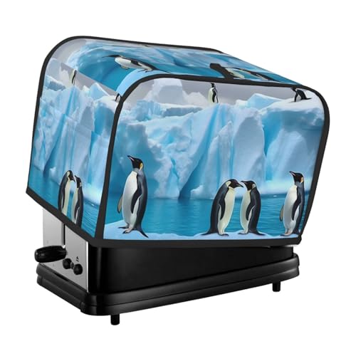 Pinguine auf dem Eisberg 2 Scheiben Toaster-Abdeckungen, gesteppte Abdeckung für Brotbackmaschine, kleine Geräteabdeckung mit Griff für Zuhause, Tisch, Küche, Dekoration von STVYUKL