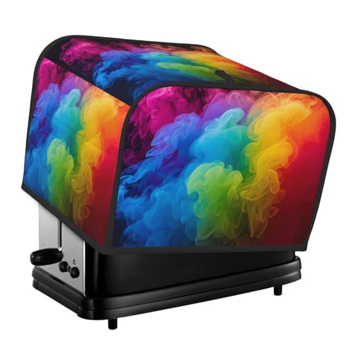 Rainbow Smoke 4-Scheiben-Toaster-Abdeckungen, gesteppte Abdeckung für Brotbackmaschine, kleine Geräteabdeckung mit Griff für Zuhause, Tisch, Küche, Dekoration von STVYUKL