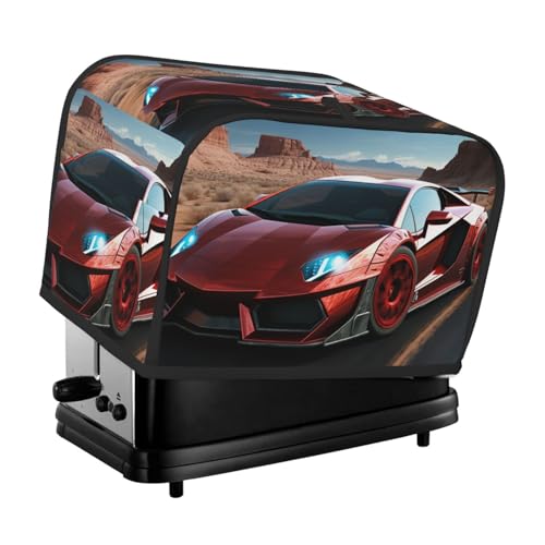 Rote Rennwagen-Abdeckung für 2 Toaster, gesteppt, für kleine Geräte, mit Griff, für Zuhause, Tisch, Küche, Dekoration Rote Rennwagen-Abdeckung für 2 Toaster, gesteppt, für kleine Geräte, mit Griff, für Zuhause, Tisch, Küche, Dekoration von STVYUKL