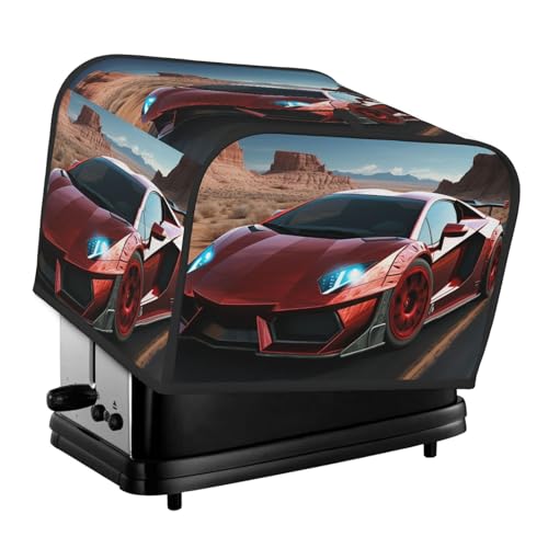 Rote Rennwagen-Abdeckung für 4 Toaster, gesteppt, für kleine Geräte, mit Griff, für Zuhause, Tisch, Küche, Dekor von STVYUKL