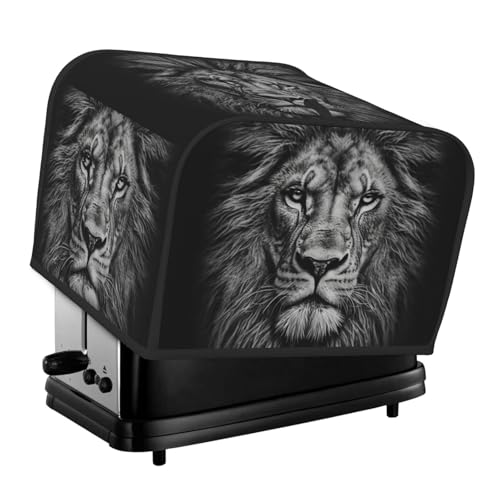 Schwarze und weiße Löwenkopf-Abdeckung für 4 Toaster, gesteppte Abdeckung für Brotbackmaschine, kleine Geräteabdeckung mit Griff, für Zuhause, Tisch, Küche, Dekor von STVYUKL