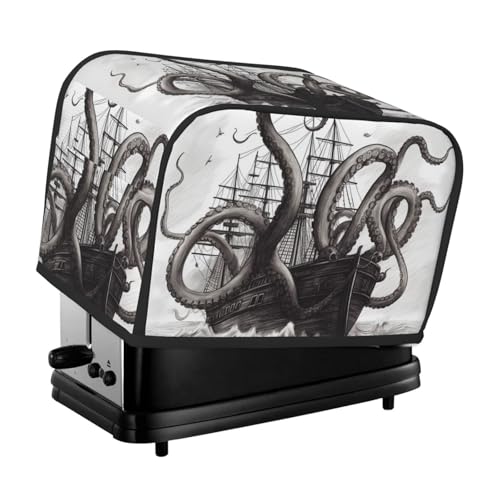 Schwarze und weiße Oktopus- und Schiffs-Toaster-Abdeckungen, gesteppte Abdeckung für kleine Geräte, mit Griff, für Zuhause, Tisch, Küche, Dekor Schwarze und weiße Oktopus- und Schiffs-Toaster-Abdeckungen, gesteppte Abdeckung für kleine Geräte, mit Griff, für Zuhause, Tisch, Küche, Dekor von STVYUKL