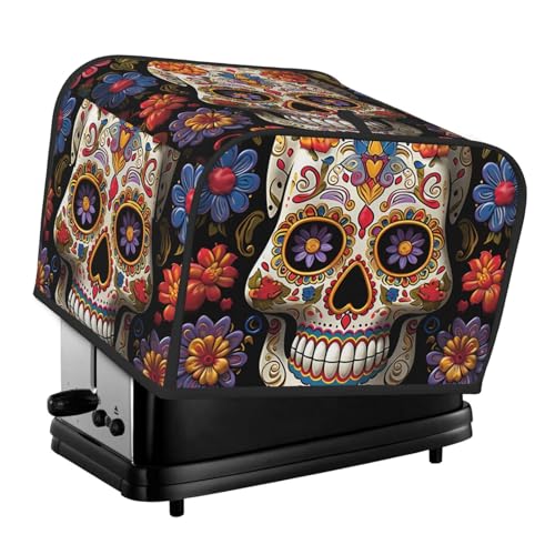Sugar Skulls 4 Scheiben Toaster-Abdeckungen, gesteppte Brotbackmaschinen-Abdeckung, kleine Geräteabdeckung mit Griff für Zuhause, Tisch, Küche, Dekor Sugar Skulls 4 Scheiben Toaster-Abdeckungen, gesteppte Brotbackmaschinen-Abdeckung, kleine Geräteabdeckung mit Griff für Zuhause, Tisch, Küche, Dekor von STVYUKL