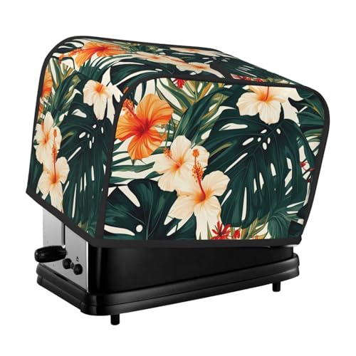 Tropische Sommer-Hawaii-Blumen-Palmenblätter, 2 Scheiben, gesteppte Brotbackmaschinen-Abdeckung, kleine Geräteabdeckung mit Griff, für Zuhause, Tisch, Küche, Dekoration von STVYUKL