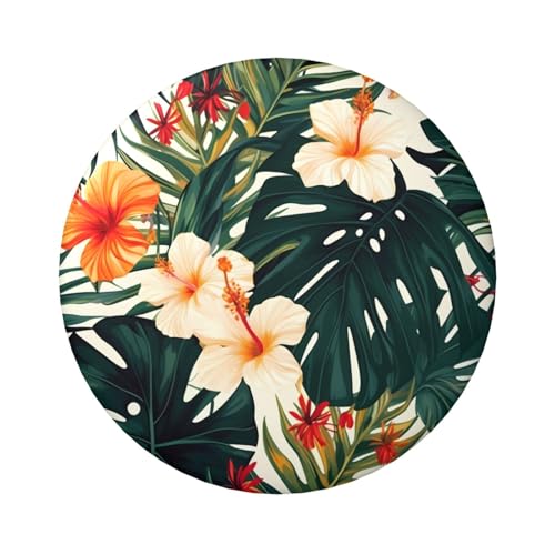 Tropische Sommer-Hawaii-Blumen-Palmenblätter, Knopfnadeln, 6,1 cm, rund, Metall, personalisiertes Bild, Foto, Anstecknadel-Set für Bastelbedarf, Weihnachten, DIY-Projekte, 5 Stück von STVYUKL