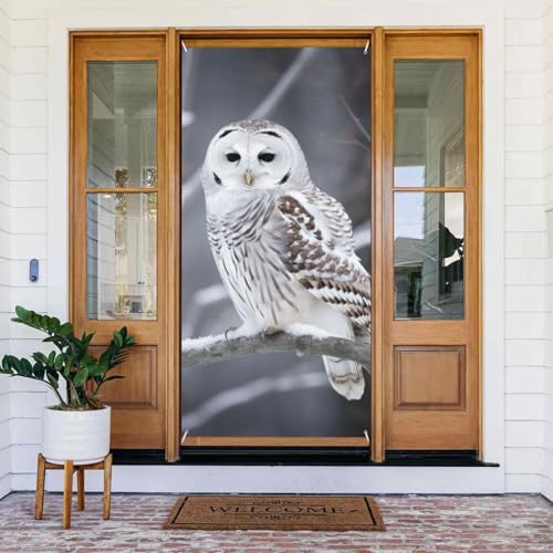 Türabdeckungs-Dekorationen, 80 x 180 cm, Winter-weiße Eule, Türbanner Hintergrund, saisonale Veranda, Türschild, Fotohintergrund, Party-Dekoration für Innen- und Außenbereich, Garten, hängende Banner Türabdeckungs-Dekorationen, 80 x 180 cm, Winter-weiße Eule, Türbanner Hintergrund, saisonale Veranda, Türschild, Fotohintergrund, Party-Dekoration für Innen- und Außenbereich, Garten, hängende Banner von STVYUKL