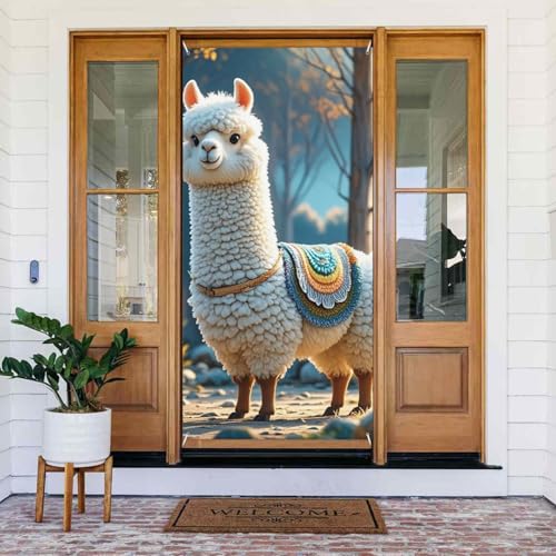 Türabdeckungs-Dekorationen, 90 x 180 cm, Cartoon-Alpaka, niedliches Tier-Tür-Banner, Hintergrund, saisonale Veranda, Türschild, Foto-Hintergrund, Party-Dekoration für drinnen und draußen, Garten Türabdeckungs-Dekorationen, 90 x 180 cm, Cartoon-Alpaka, niedliches Tier-Tür-Banner, Hintergrund, saisonale Veranda, Türschild, Foto-Hintergrund, Party-Dekoration für drinnen und draußen, Garten von STVYUKL