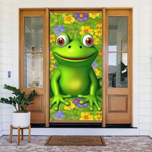 Türabdeckungs-Dekorationen, 90 x 180 cm, Frosch-Tür-Banner, Hintergrund, saisonales Veranda-Türschild, Foto-Hintergrund, Party-Dekoration für Innen- und Außenbereich, Garten, hängende Banner Türabdeckungs-Dekorationen, 90 x 180 cm, Frosch-Tür-Banner, Hintergrund, saisonales Veranda-Türschild, Foto-Hintergrund, Party-Dekoration für Innen- und Außenbereich, Garten, hängende Banner von STVYUKL