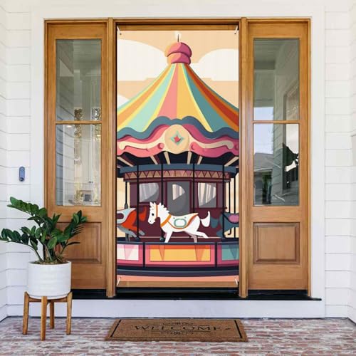 Türabdeckungs-Dekorationen, 90 x 180 cm, Karussell-Tür-Banner, Hintergrund, saisonale Veranda, Türschild, Foto-Hintergrund, Party-Dekoration für Innen- und Außenbereich, Garten, hängende Banner Türabdeckungs-Dekorationen, 90 x 180 cm, Karussell-Tür-Banner, Hintergrund, saisonale Veranda, Türschild, Foto-Hintergrund, Party-Dekoration für Innen- und Außenbereich, Garten, hängende Banner von STVYUKL