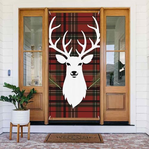 Türabdeckungs-Dekorationen, 90 x 180 cm, Motiv: Merry Christmas, Rentier, Türbanner Hintergrund, saisonale Veranda, Türschild, Foto-Hintergrund, Party-Dekoration für drinnen und draußen, Garten Türabdeckungs-Dekorationen, 90 x 180 cm, Motiv: Merry Christmas, Rentier, Türbanner Hintergrund, saisonale Veranda, Türschild, Foto-Hintergrund, Party-Dekoration für drinnen und draußen, Garten von STVYUKL