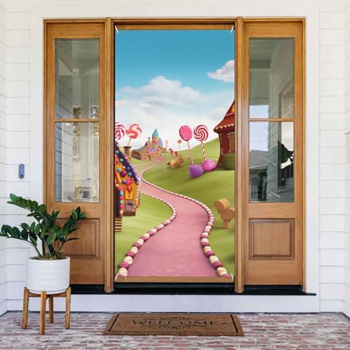 Türabdeckungs-Dekorationen, 90 x 180 cm, Süßigkeitenmotiv, schönes Land-Tür-Banner, Hintergrund, saisonale Veranda, Türschild, Foto-Hintergrund, Party-Dekoration für Innen- und Außenbereich, Garten Türabdeckungs-Dekorationen, 90 x 180 cm, Süßigkeitenmotiv, schönes Land-Tür-Banner, Hintergrund, saisonale Veranda, Türschild, Foto-Hintergrund, Party-Dekoration für Innen- und Außenbereich, Garten von STVYUKL