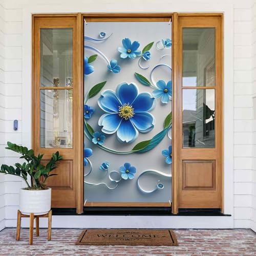 Türabdeckungs-Dekorationen, 90 x 180 cm, blaue Mini-Blumen-Wirbel-Tür-Banner, Hintergrund, saisonale Veranda, Türschild, Foto-Hintergrund, Party-Dekoration für Innen- und Außenbereich, Garten Türabdeckungs-Dekorationen, 90 x 180 cm, blaue Mini-Blumen-Wirbel-Tür-Banner, Hintergrund, saisonale Veranda, Türschild, Foto-Hintergrund, Party-Dekoration für Innen- und Außenbereich, Garten von STVYUKL