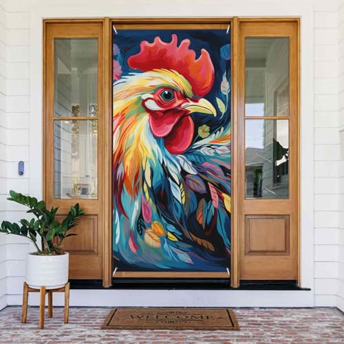 Türabdeckungs-Dekorationen, 90 x 180 cm, buntes Huhn-Tür-Banner, Hintergrund, saisonale Veranda, Türschild, Foto-Hintergrund, Party-Dekoration für drinnen und draußen, Garten, hängende Banner Türabdeckungs-Dekorationen, 90 x 180 cm, buntes Huhn-Tür-Banner, Hintergrund, saisonale Veranda, Türschild, Foto-Hintergrund, Party-Dekoration für drinnen und draußen, Garten, hängende Banner von STVYUKL