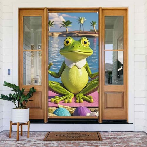 Türabdeckungs-Dekorationen, 90 x 180 cm, lustiger Yoga-Frosch-Tür-Banner, Hintergrund, saisonale Veranda, Türschild, Foto-Hintergrund, Party-Dekoration für drinnen und draußen, Garten, hängende Banner Türabdeckungs-Dekorationen, 90 x 180 cm, lustiger Yoga-Frosch-Tür-Banner, Hintergrund, saisonale Veranda, Türschild, Foto-Hintergrund, Party-Dekoration für drinnen und draußen, Garten, hängende Banner von STVYUKL