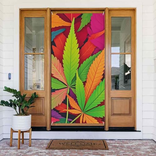 Türabdeckungs-Dekorationen, 90 x 180 cm, mehrfarbig, Blatt-Unkraut-Kunst-Tür-Banner, Hintergrund, saisonales Veranda-Türschild, Foto-Hintergrund, Party-Dekoration für drinnen und draußen, Garten Türabdeckungs-Dekorationen, 90 x 180 cm, mehrfarbig, Blatt-Unkraut-Kunst-Tür-Banner, Hintergrund, saisonales Veranda-Türschild, Foto-Hintergrund, Party-Dekoration für drinnen und draußen, Garten von STVYUKL