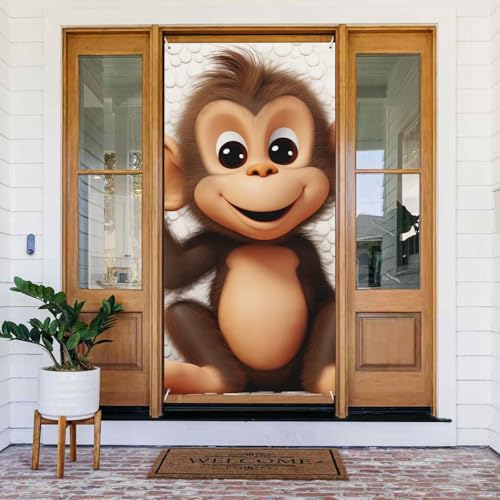 Türabdeckungs-Dekorationen, 90 x 180 cm, niedlicher Affen-Tür-Banner, Hintergrund, saisonales Veranda-Türschild, Foto-Hintergrund, Party-Dekoration für Innen- und Außenbereich, Garten, hängende Banner Türabdeckungs-Dekorationen, 90 x 180 cm, niedlicher Affen-Tür-Banner, Hintergrund, saisonales Veranda-Türschild, Foto-Hintergrund, Party-Dekoration für Innen- und Außenbereich, Garten, hängende Banner von STVYUKL